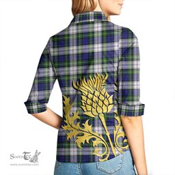 ScotsTee Shop Scottish Gordon Dress Modern Clan Tartan Women Casual Shirt - Golden Thistle Style