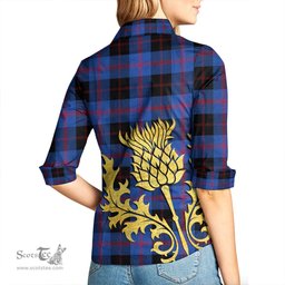 ScotsTee Shop Scottish Angus Modern Clan Tartan Women Casual Shirt - Golden Thistle Style