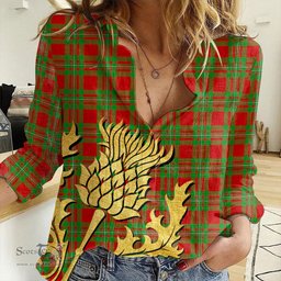 ScotsTee Shop Scottish MacGregor Modern Clan Tartan Women Casual Shirt - Golden Thistle Style