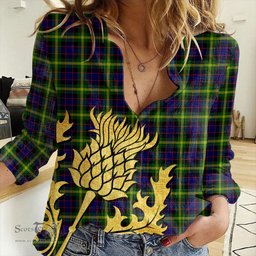 ScotsTee Shop Scottish Watson Modern Clan Tartan Women Casual Shirt - Golden Thistle Style