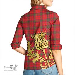 ScotsTee Shop Scottish Ross Modern Clan Tartan Women Casual Shirt - Golden Thistle Style
