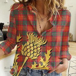 ScotsTee Shop Scottish MacNab Ancient Clan Tartan Women Casual Shirt - Golden Thistle Style