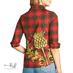 ScotsTee Shop Scottish MacFie Clan Tartan Women Casual Shirt - Golden Thistle Style
