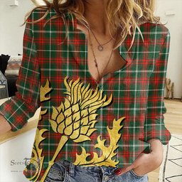 ScotsTee Shop Scottish Prince of Wales Clan Tartan Women Casual Shirt - Golden Thistle Style