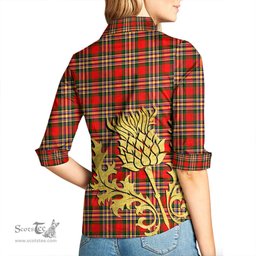 ScotsTee Shop Scottish MacGill Modern Clan Tartan Women Casual Shirt - Golden Thistle Style