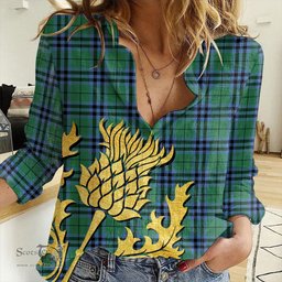 ScotsTee Shop Scottish Keith Ancient Clan Tartan Women Casual Shirt - Golden Thistle Style