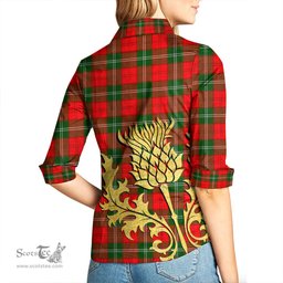 ScotsTee Shop Scottish Lennox Modern Clan Tartan Women Casual Shirt - Golden Thistle Style