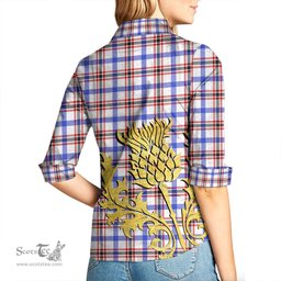 ScotsTee Shop Scottish Boswell Modern Clan Tartan Women Casual Shirt - Golden Thistle Style