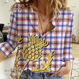 ScotsTee Shop Scottish Boswell Modern Clan Tartan Women Casual Shirt - Golden Thistle Style