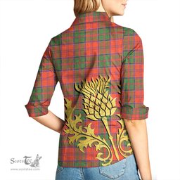 ScotsTee Shop Scottish Grant Ancient Clan Tartan Women Casual Shirt - Golden Thistle Style