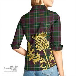 ScotsTee Shop Scottish Crosbie Clan Tartan Women Casual Shirt - Golden Thistle Style