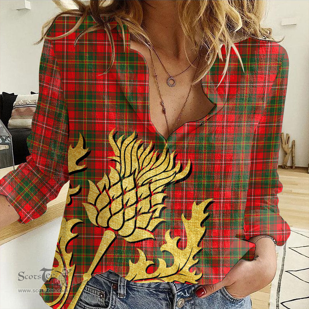 ScotsTee Shop Scottish Hay Modern Clan Tartan Women Casual Shirt - Golden Thistle Style