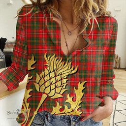 ScotsTee Shop Scottish Hay Modern Clan Tartan Women Casual Shirt - Golden Thistle Style