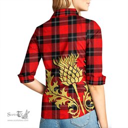 ScotsTee Shop Scottish Ramsay Modern Clan Tartan Women Casual Shirt - Golden Thistle Style