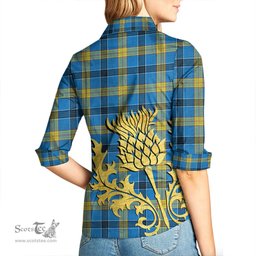 ScotsTee Shop Scottish Laing Clan Tartan Women Casual Shirt - Golden Thistle Style