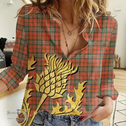 ScotsTee Shop Scottish Scott Ancient Clan Tartan Women Casual Shirt - Golden Thistle Style