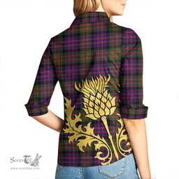 ScotsTee Shop Scottish MacDonald Modern Clan Tartan Women Casual Shirt - Golden Thistle Style