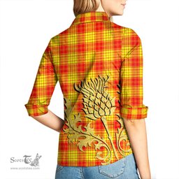 ScotsTee Shop Scottish MacMillan Clan Clan Tartan Women Casual Shirt - Golden Thistle Style