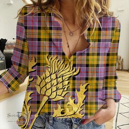 ScotsTee Shop Scottish Culloden Ancient Clan Tartan Women Casual Shirt - Golden Thistle Style