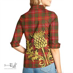 ScotsTee Shop Scottish Bruce Modern Clan Tartan Women Casual Shirt - Golden Thistle Style