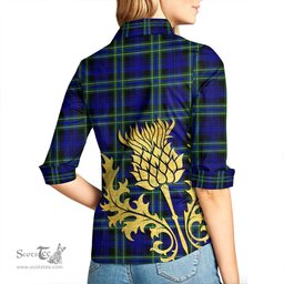ScotsTee Shop Scottish Arbuthnot Modern Clan Tartan Women Casual Shirt - Golden Thistle Style