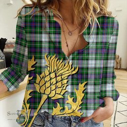 ScotsTee Shop Scottish MacKenzie Dress Modern Clan Tartan Women Casual Shirt - Golden Thistle Style