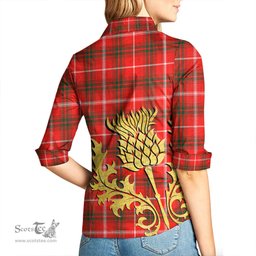 ScotsTee Shop Scottish Duke of Rothesay Modern Clan Tartan Women Casual Shirt - Golden Thistle Style