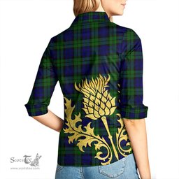 ScotsTee Shop Scottish Campbell Modern Clan Tartan Women Casual Shirt - Golden Thistle Style
