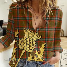 ScotsTee Shop Scottish Seton Hunting Modern Clan Tartan Women Casual Shirt - Golden Thistle Style