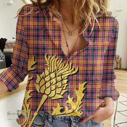 ScotsTee Shop Scottish Jacobite Clan Tartan Women Casual Shirt - Golden Thistle Style