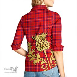 ScotsTee Shop Scottish Rose Modern Clan Tartan Women Casual Shirt - Golden Thistle Style