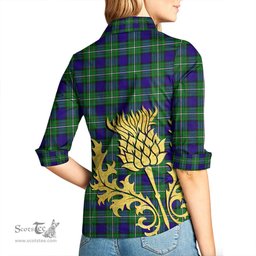 ScotsTee Shop Scottish Alexander Clan Tartan Women Casual Shirt - Golden Thistle Style