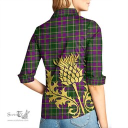 ScotsTee Shop Scottish Taylor Clan Tartan Women Casual Shirt - Golden Thistle Style