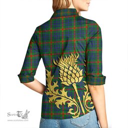 ScotsTee Shop Scottish Aiton Clan Tartan Women Casual Shirt - Golden Thistle Style
