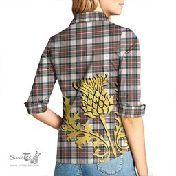 ScotsTee Shop Scottish Stewart Dress Ancient Clan Tartan Women Casual Shirt - Golden Thistle Style