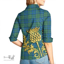 ScotsTee Shop Scottish Lockhart Clan Tartan Women Casual Shirt - Golden Thistle Style