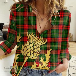 ScotsTee Shop Scottish Blackstock Clan Tartan Women Casual Shirt - Golden Thistle Style