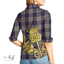 ScotsTee Shop Scottish Cunningham Dress Blue Dancers Clan Tartan Women Casual Shirt - Golden Thistle Style