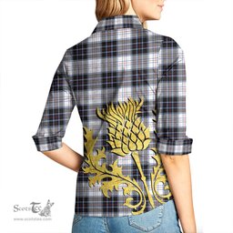 ScotsTee Shop Scottish MacRae Dress Modern Clan Tartan Women Casual Shirt - Golden Thistle Style