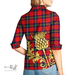 ScotsTee Shop Scottish Ruthven Modern Clan Tartan Women Casual Shirt - Golden Thistle Style