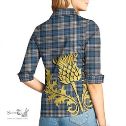 ScotsTee Shop Scottish Napier Modern Clan Tartan Women Casual Shirt - Golden Thistle Style
