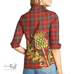 ScotsTee Shop Scottish Fraser Weathered Clan Tartan Women Casual Shirt - Golden Thistle Style