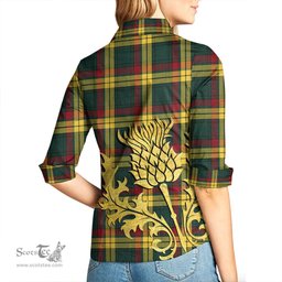 ScotsTee Shop Scottish MacMillan Old Modern Clan Tartan Women Casual Shirt - Golden Thistle Style