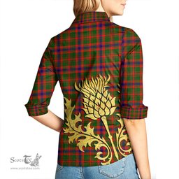ScotsTee Shop Scottish Nithsdale District Clan Tartan Women Casual Shirt - Golden Thistle Style
