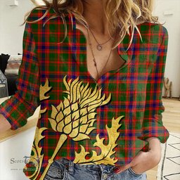 ScotsTee Shop Scottish Nithsdale District Clan Tartan Women Casual Shirt - Golden Thistle Style