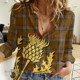 ScotsTee Shop Scottish SCOTT BROWN MODERN Clan Tartan Women Casual Shirt - Golden Thistle Style