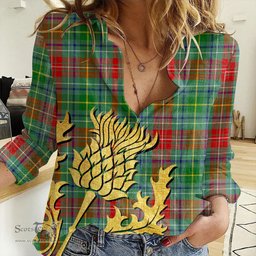 ScotsTee Shop Scottish Muirhead Clan Tartan Women Casual Shirt - Golden Thistle Style