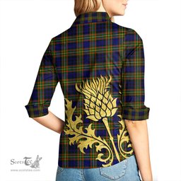ScotsTee Shop Scottish Clelland Modern Clan Tartan Women Casual Shirt - Golden Thistle Style