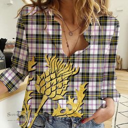 ScotsTee Shop Scottish MacPherson Dress Modern Clan Tartan Women Casual Shirt - Golden Thistle Style