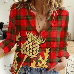 ScotsTee Shop Scottish Maxwell Modern Clan Tartan Women Casual Shirt - Golden Thistle Style